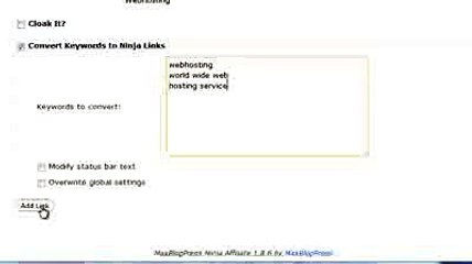 MaxBlogPress Ninja Affiliate Wordpress Affiliate Link Management Plugin 77