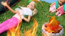 Disney Frozen Kids Girl Scout Camping with Frozen Elsa and Barbie Catches on Fire Part 2