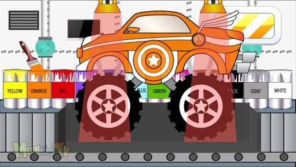 Capitain American Truck Colors - Learning Colours Video For Kids