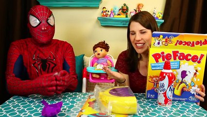 Pie Face CHALLENGE! Whip Cream in Face Food Mess with Baby Alive Lucy, Spidey & DisneyCarT