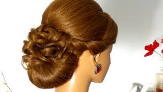 Wedding prom updo, hairstyle for long hair, tutorial
