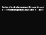 [PDF Download] Continual Service Improvement Manager: Careers in IT service management (BCS