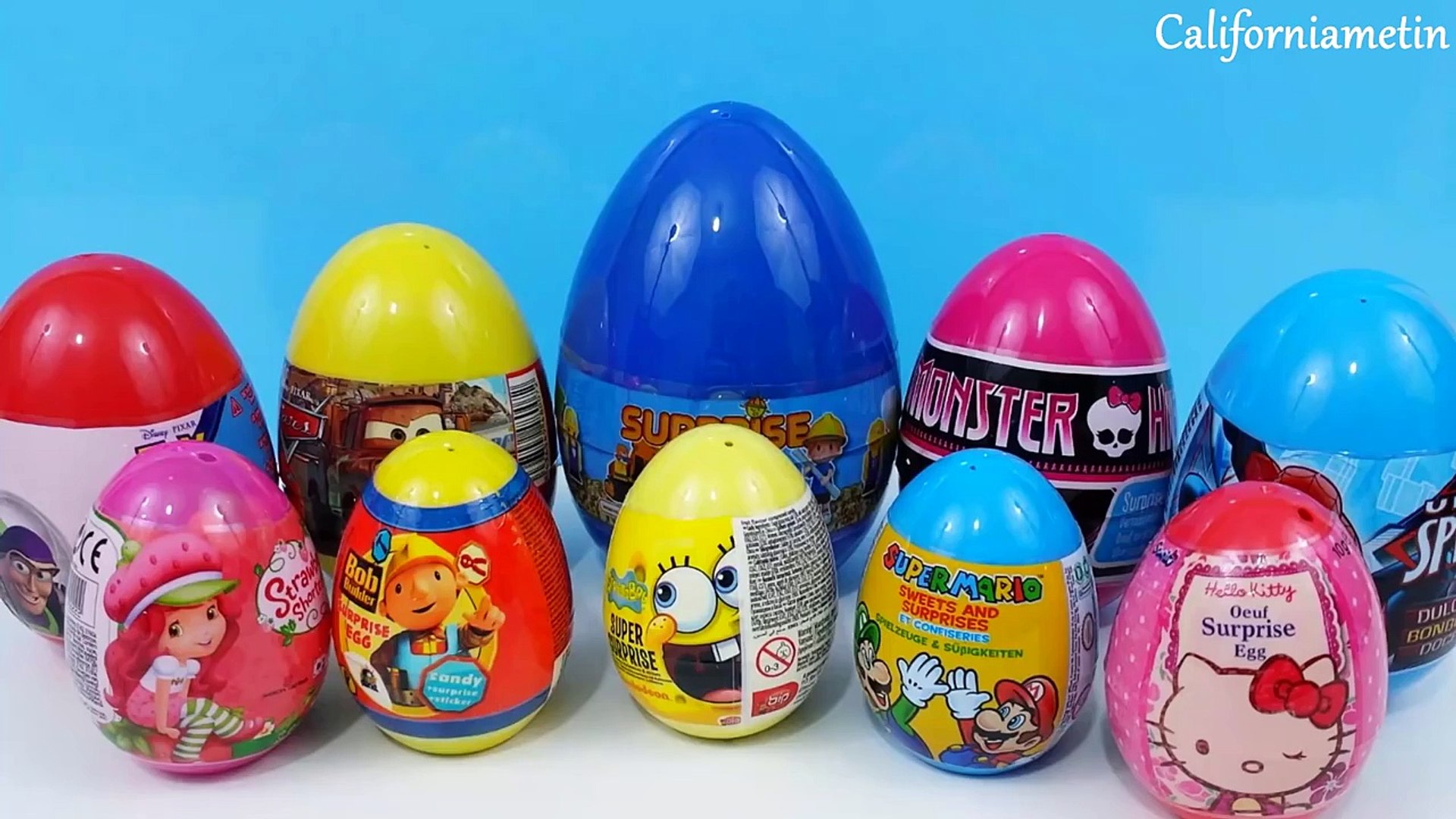 Many Surprise Eggs SpiderMan SpongeBob Super Mario Cars Toy Story Monster  High - Dailymotion Video