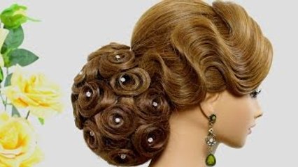 Bridal wedding updo. Hairstyle for long medium hair