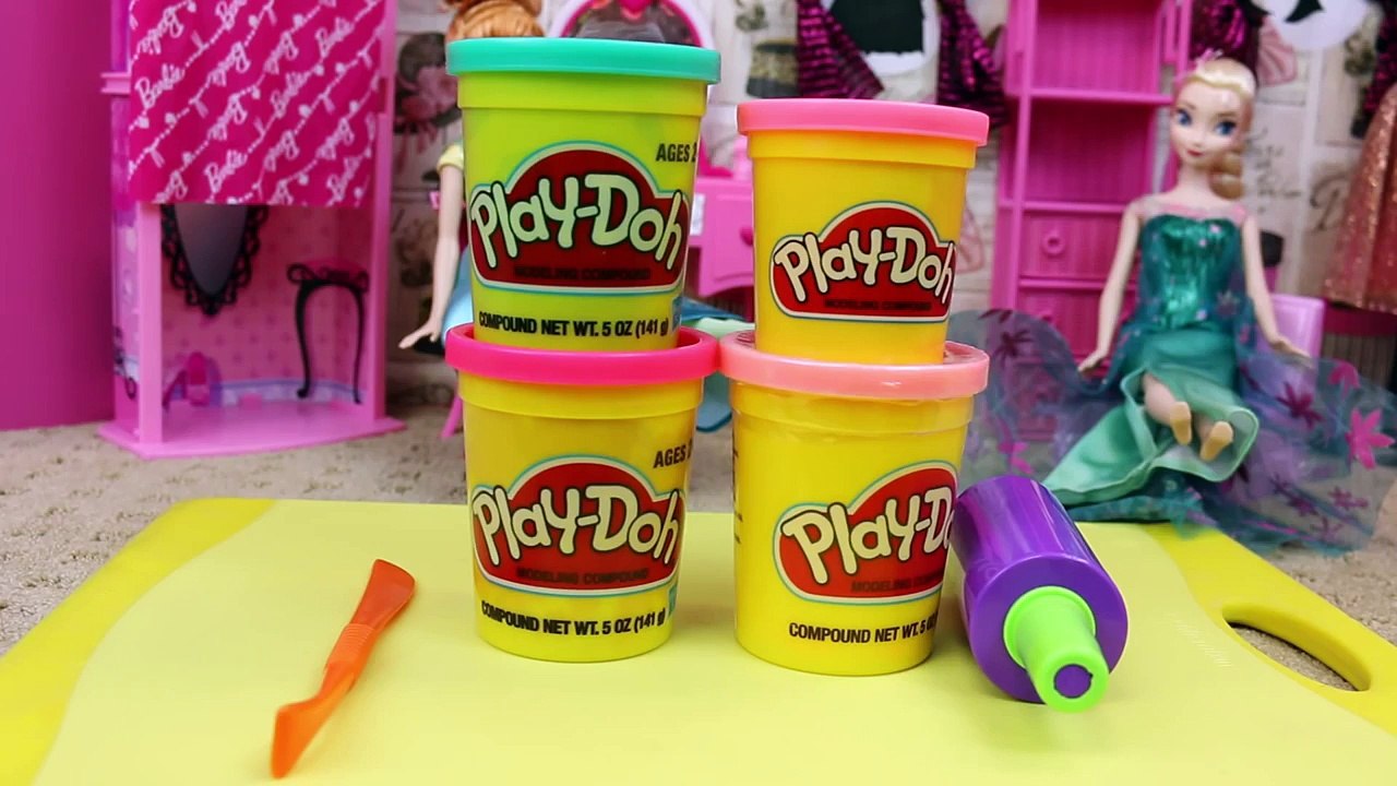 Frozen Fever Elsa Doll Play Doh Dress with Frozen Fever Anna Doll in Regular Dress by ToysReviewToy