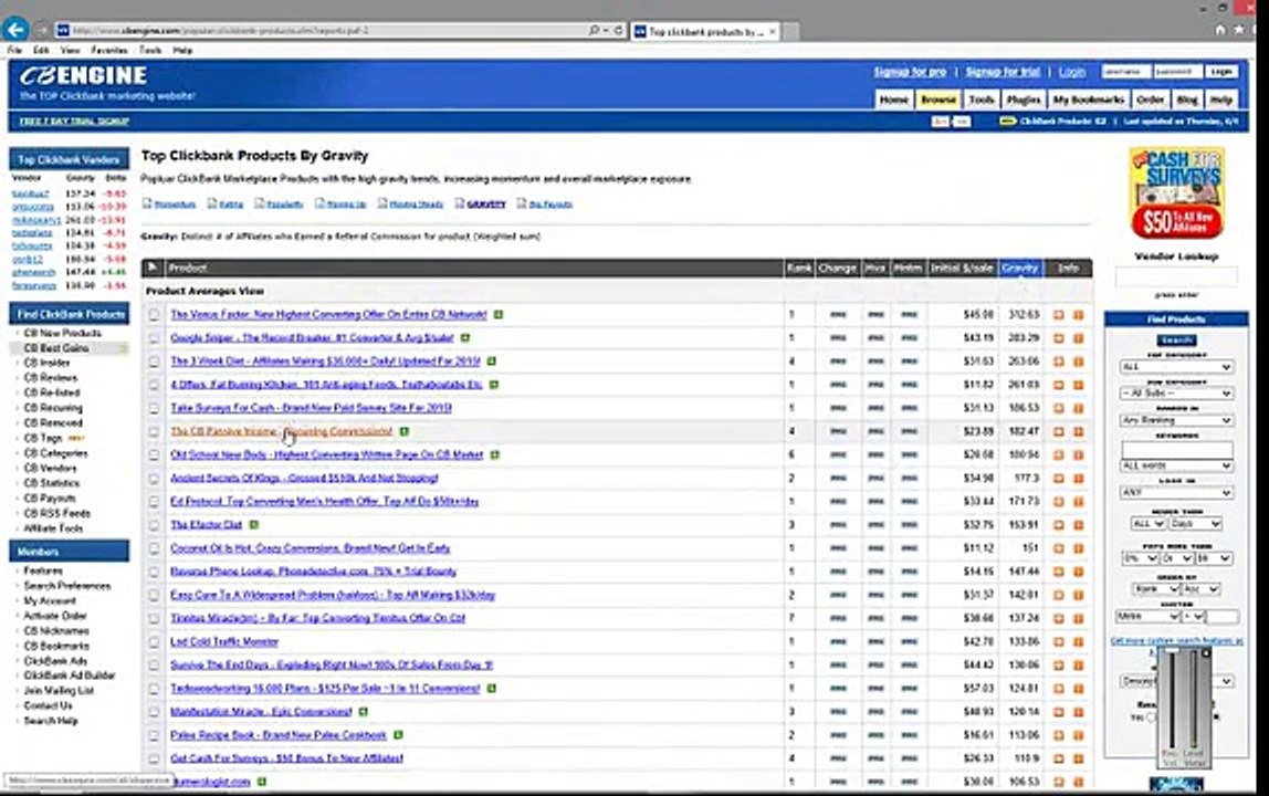 Find ClickBank Products that Sell cb engine review