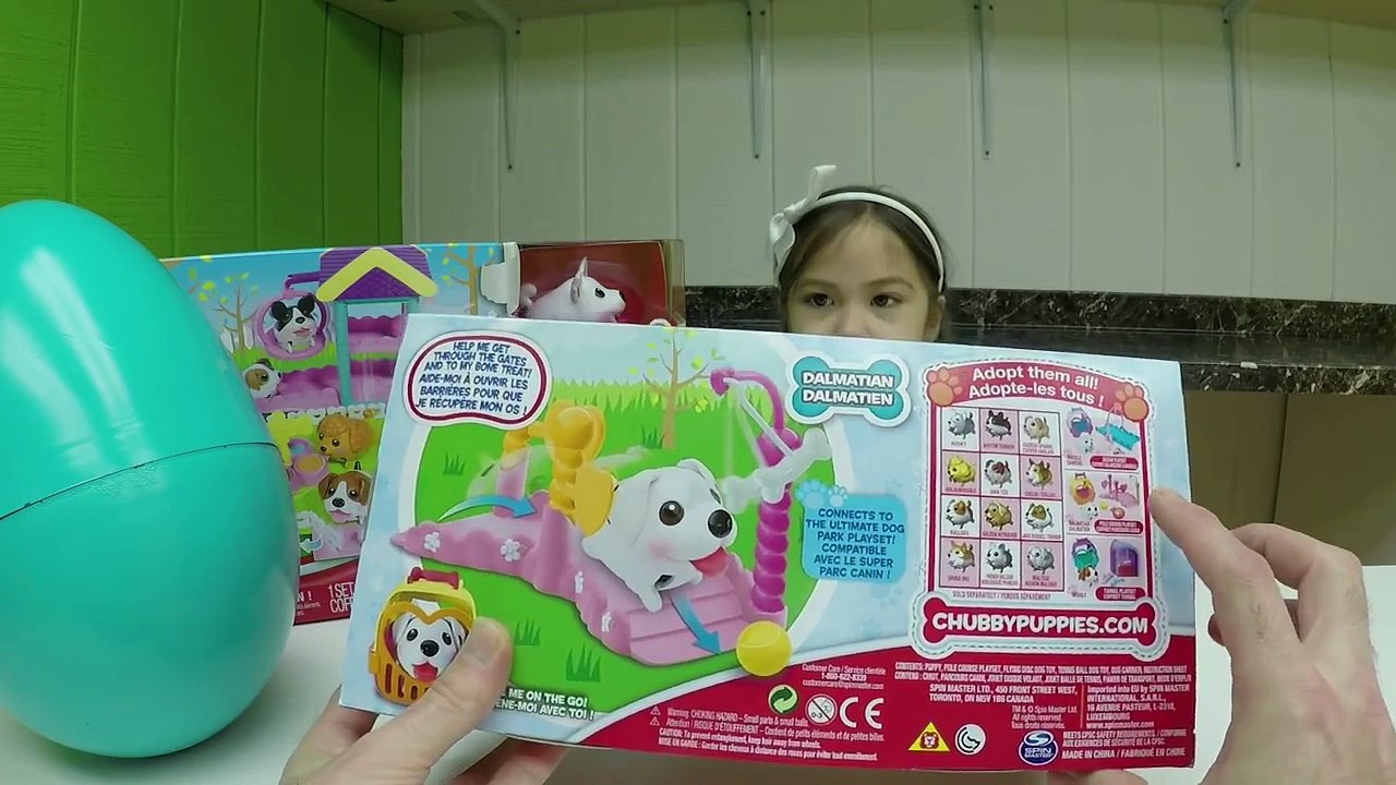 SUPER CUTE HOT NEW TOY PUPPY CHUBBY PUPPIES Big Egg Surprise Toys Dog Park Swing & Slide Opening To