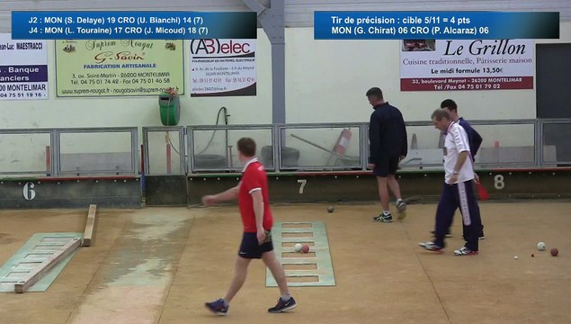 Second tir de précision, second tour, Club Elite Masculin, J9, Montélimar vs CRO Lyon, Sport Boules, saison 2015-2016