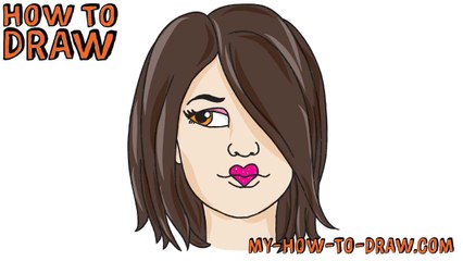 How to draw Selena Gomez - Easy step-by-step drawing tutorial