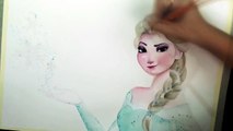 La VITESSE de DESSIN ELSA de Frozen de Disney Princess Peinture à lAquarelle