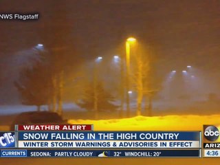 Snow falling in the Flagstaff area