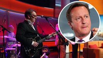 Band changes lyrics to accuse David Cameron of 'destroying the welfare state' as he watches