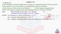 Problem No 10.1 : A converging lens of focal length 5.0 cm is .......