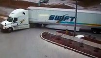 Truck driver VS Fire Hydrant - Running Over A Fire Hydrant And Covering It Up