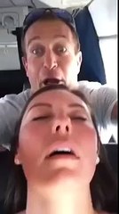Man imitates sleeping woman\'s funny mouth movements