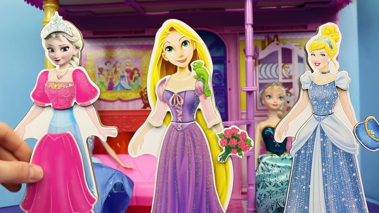 Disney Rapunzel Magnet Dress Up with Frozen Elsa Magnet Doll and Cinderella Magnet Doll