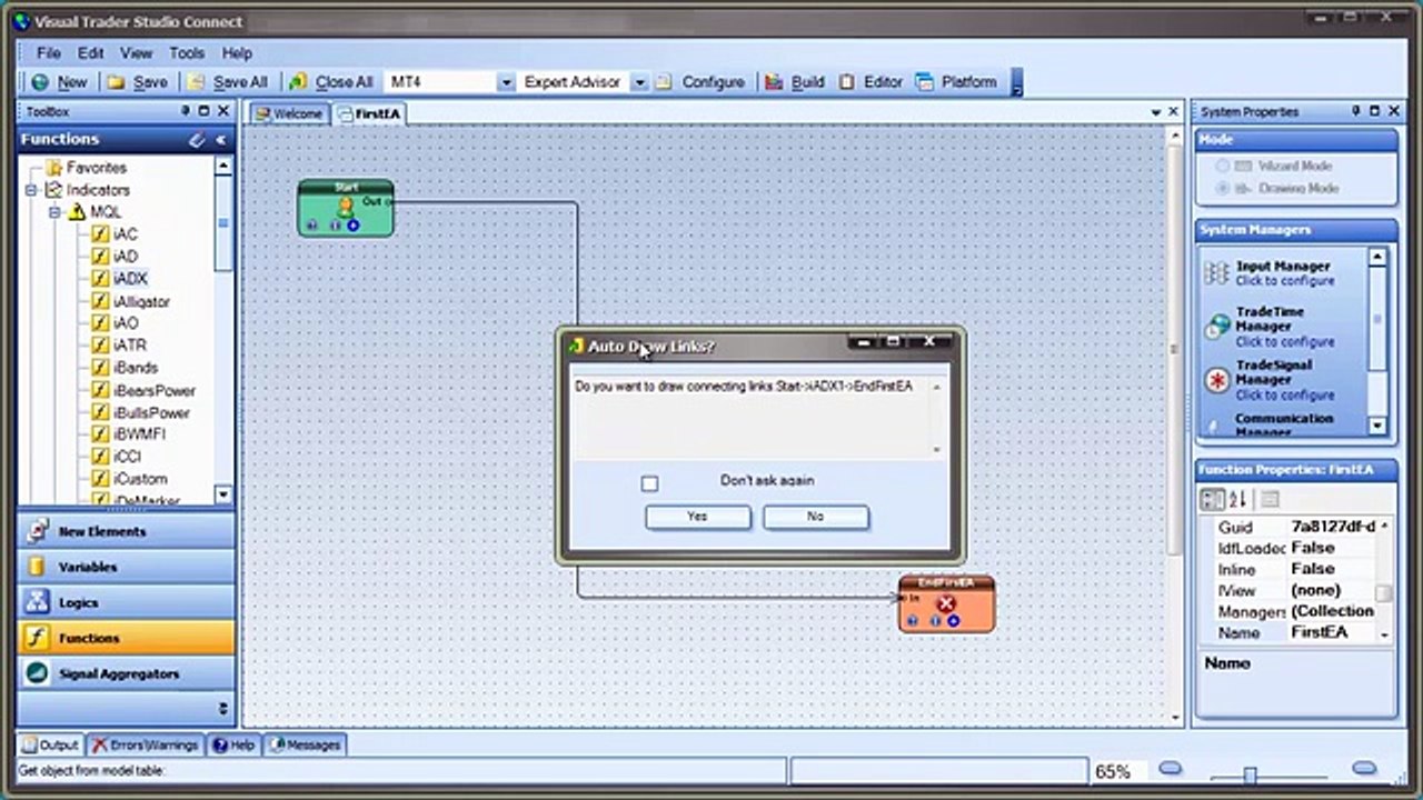 First Expert Advisor Using the VTS EA Builder