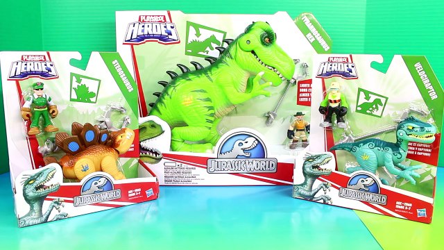 Playskool Heroes Jurassic World Dinosaurs Stegosaurus Tyrannosaurus rex Velociraptor Imaginext Joke