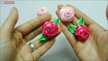 Diy ribbon roses, how to make satin ribbon roses,kanzashi roses tutorial