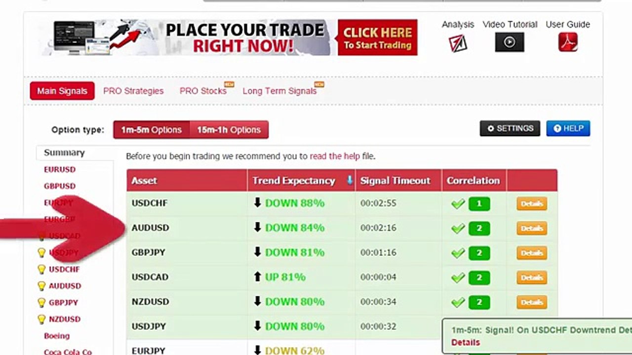 Auto Binary Signals (Main ABS) Video 3 Live Trading - August 28th 2015