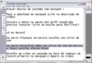 Gravar audio do youtube pelo Wavepad