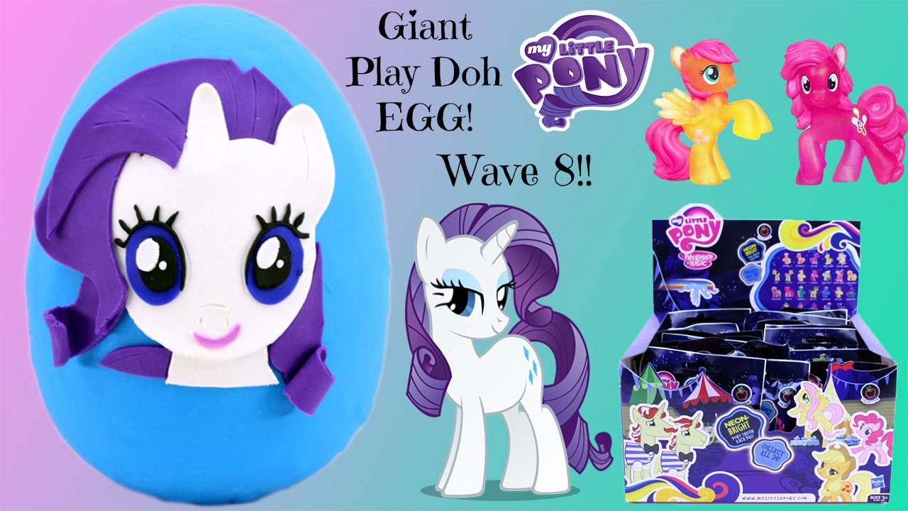 GIANT Rarity My Little Pony Play Doh Surprise Egg - My Little Pony Wave 8 Blind Bags Neon Collection