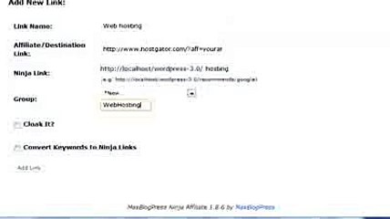 MaxBlogPress Ninja Affiliate Wordpress Affiliate Link Management Plugin 71