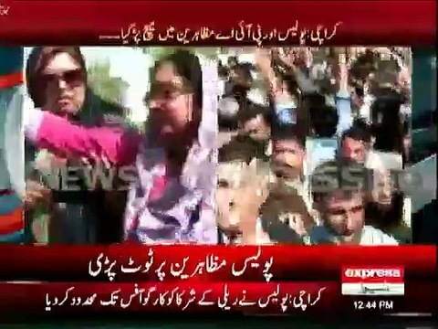 Police use Water Canon against PIA employees, staging protest at Karachi Airport
