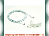 iProtect Set 2en1 adaptador USB-C y cable de carga USB-C 1m para el nuevo Apple MacBook blanco