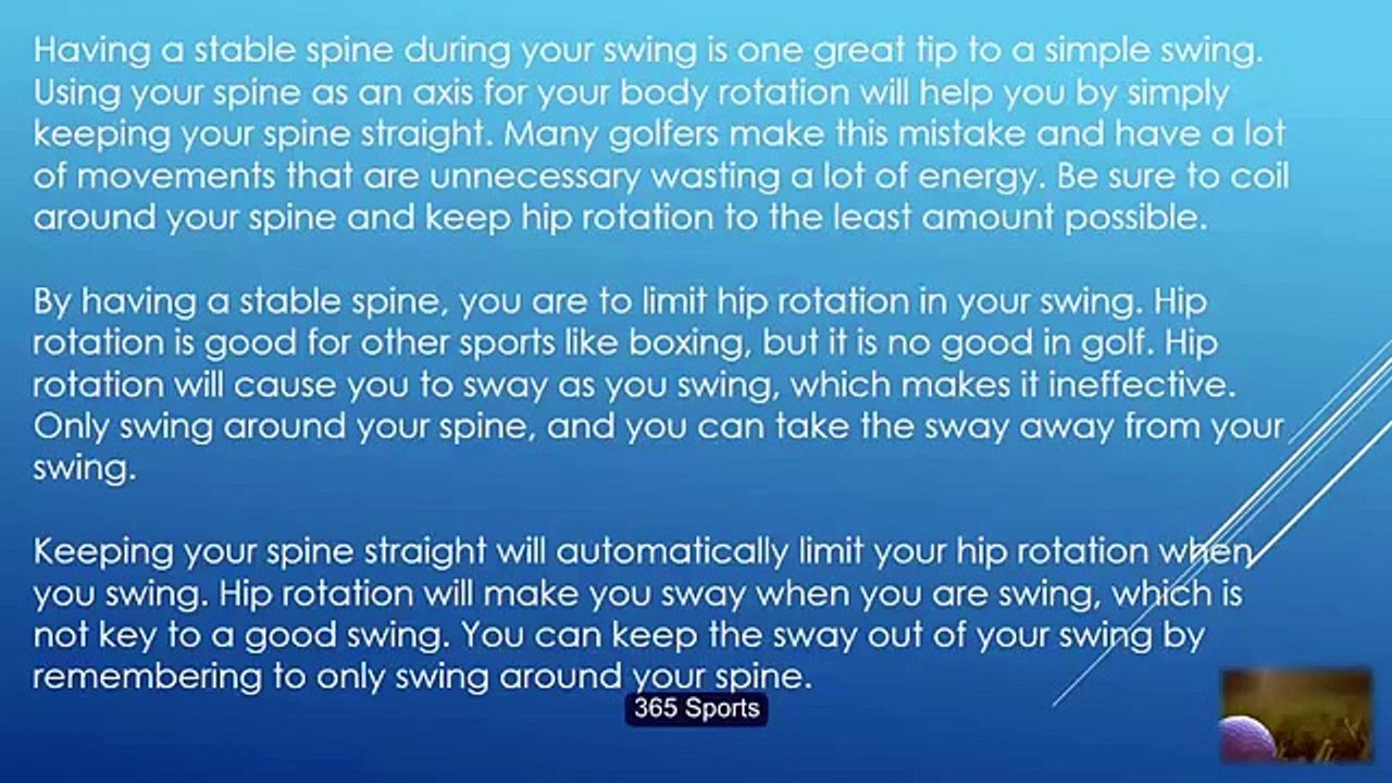 Simple Golf Swing Tips
