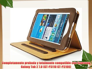 JAMMYLIZARD | Funda De Piel Para Samsung Galaxy TAB 2 7.0 Tipo Libro Con Soporte MARR?N / CANELA