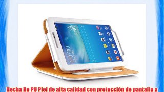 JAMMYLIZARD | Funda De Piel Para Samsung Galaxy TAB 3 8.0 Smart Case Cover BLANCO / CANELA