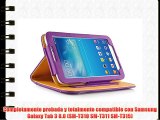 JAMMYLIZARD | Funda De Piel Para Samsung Galaxy TAB 3 8.0 Smart Case Cover MORADO / CANELA