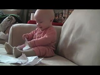 Baby Laughing Hysterically at Ripping Paper (Original)