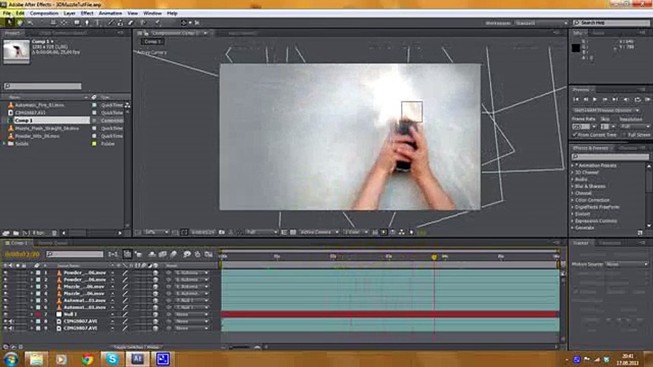 3d Muzzle Flash Tutorial - Adobe After Effects (advanced) Clip1-1