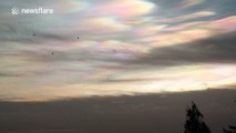 Stunning 'rainbow-coloured' nacreous clouds over Yorkshire