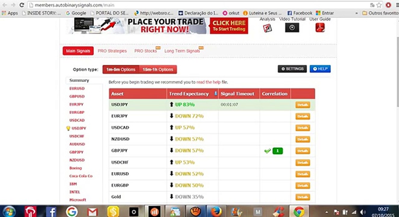 TESTE 02 - ABS TRADING SIGNALS - AUTO BINARY SIGNALS - 07/10/15
