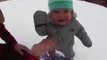 Watch This Baby's First Time Snowboarding