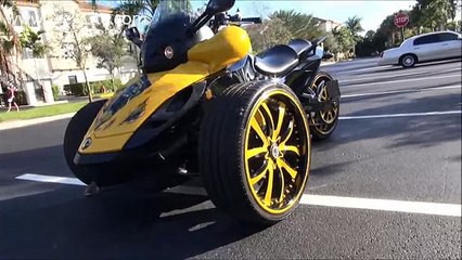 Кастом трицикл черно желтый. Customized Can Am Spyder