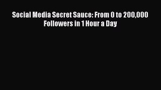 [PDF Download] Social Media Secret Sauce: From 0 to 200000 Followers in 1 Hour a Day [Download]