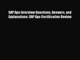 [PDF Download] SAP Apo Interview Questions Answers and Explanations: SAP Apo Certification