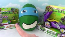 Giant Teenage Mutant Ninja Turtle Play Doh Surprise Egg TMNT Leonard Mikey Sewage Cruiser Shredder