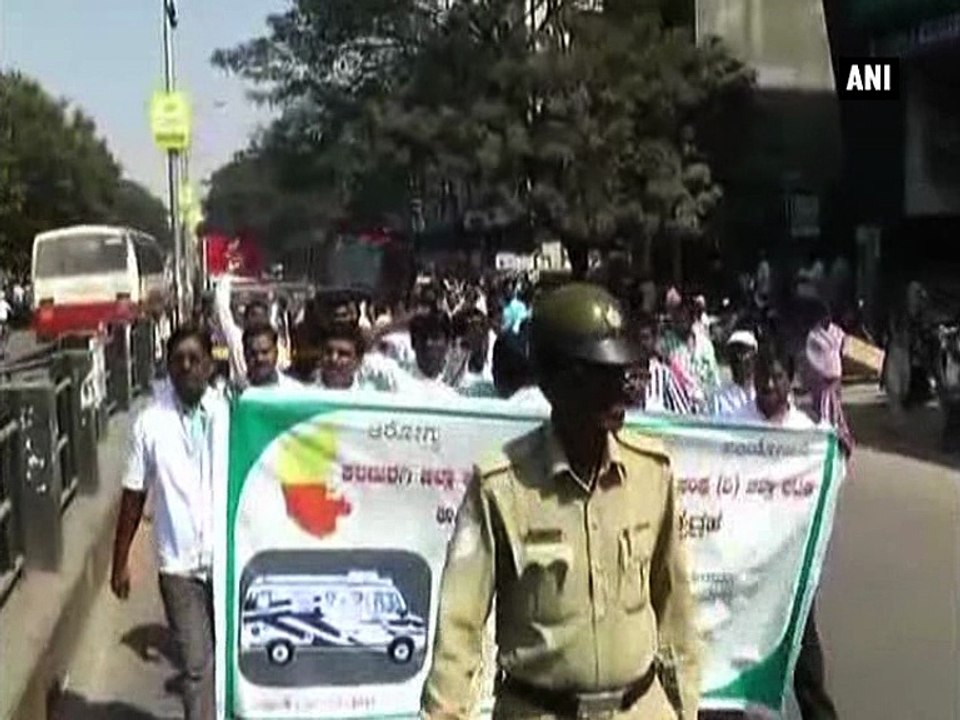 ‘108’ ambulance workers protest in Gulbarga