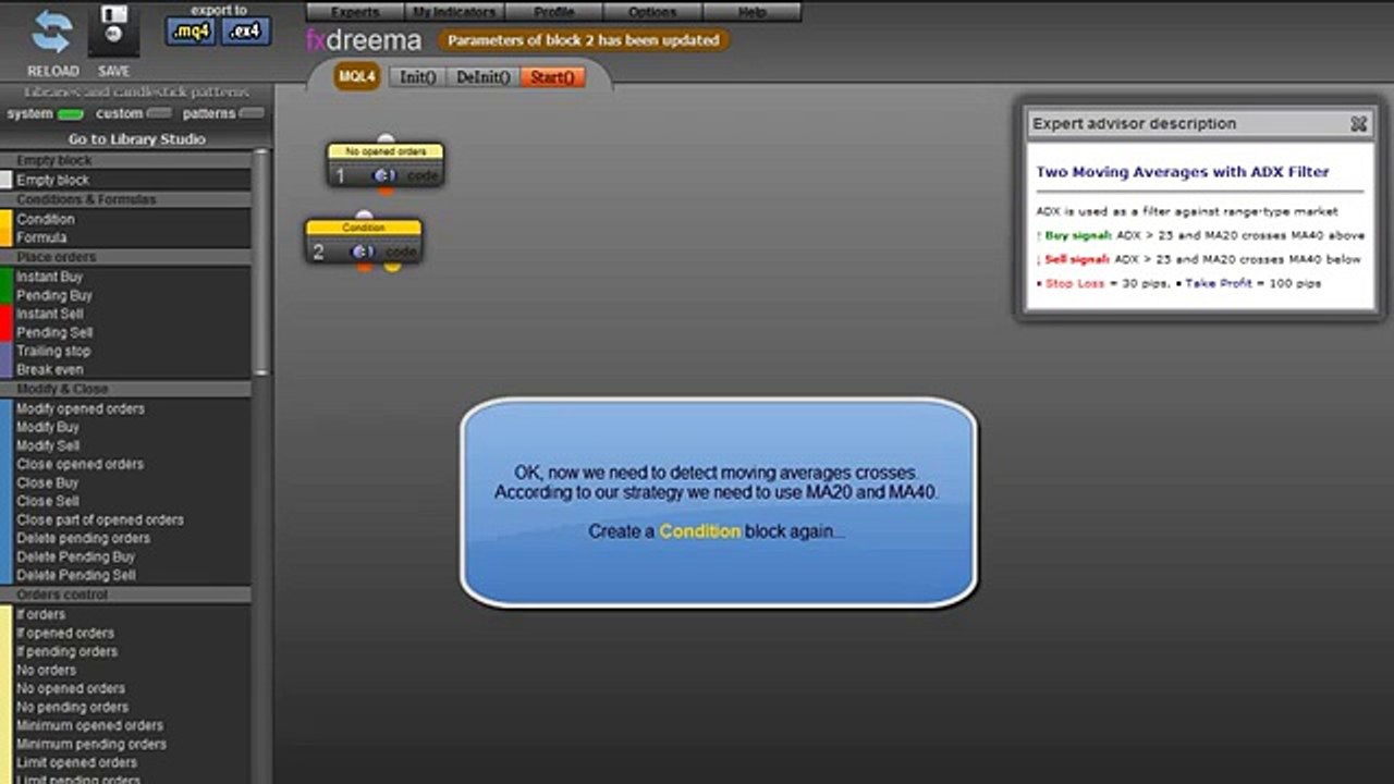 TheTrade    Creating a simple forex expert advisor with FxDreema Forex EA Builder