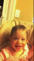 Funny Baby Hannah copies dad drinking water, Ahhhhhh