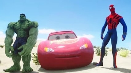 Hulk and Spider man meets Disney Lightning McQueen Cars