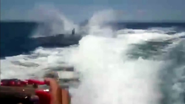 Погоня китов убийц за катером