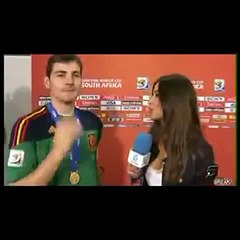 spanish goal keeper kisses a hot reporter