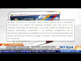 Régimen venezolano cataloga carta firmada por cinco líderes mundiales como “injerencista y grosera”
