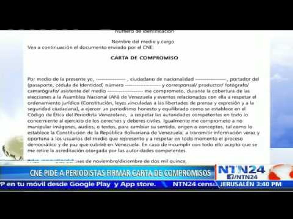 CNE exige firmar un acta de compromiso a periodistas que deseen cubrir los comicios del 6D en Vzla